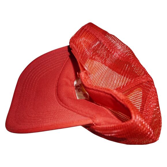 Loyal Origins Red Trucker Hat | Embroidered LV Hearts Mesh Snapback Cap - Picture 4 of 5